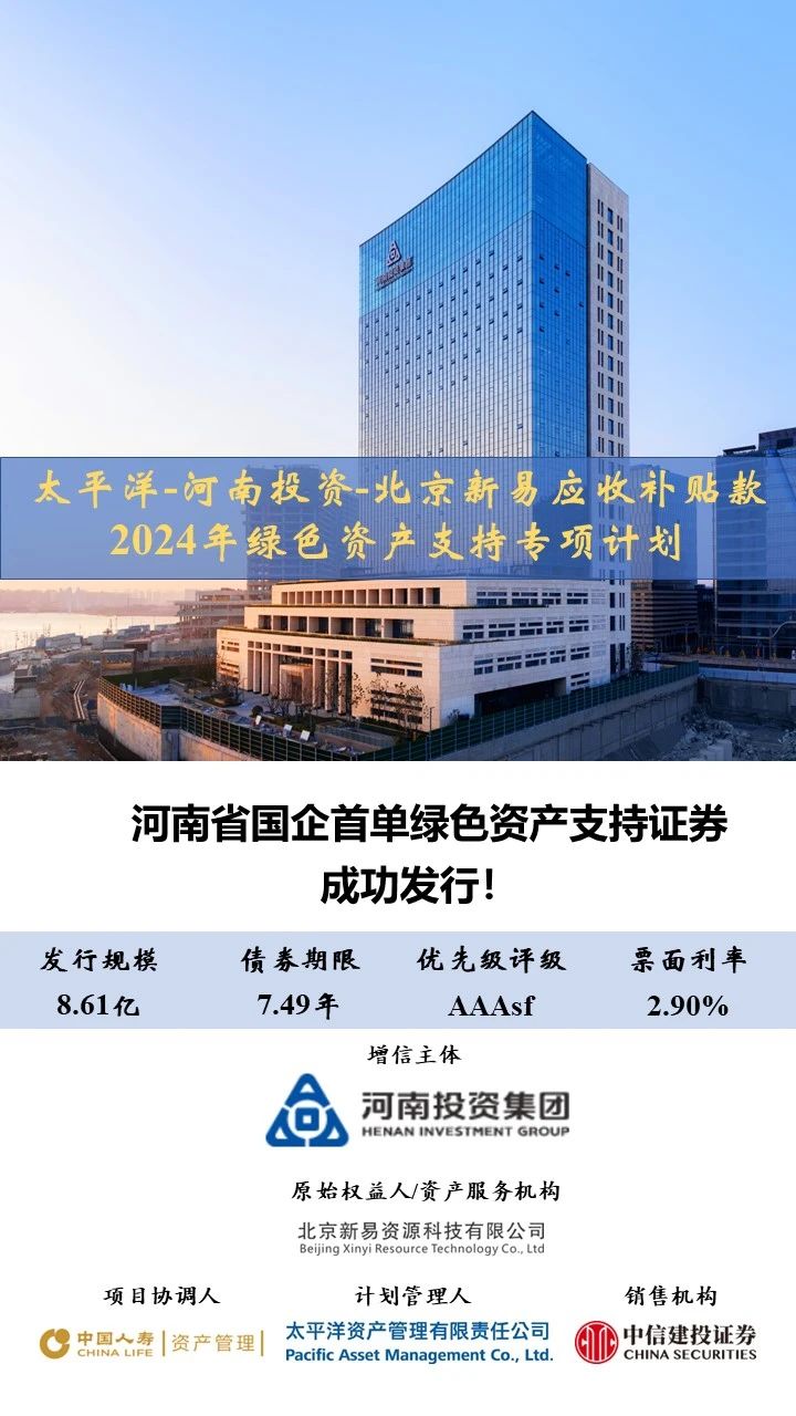 河南投资集团成功发行我省国企首单绿色资产证券化产品 河南投资集团成功发行我省国企首单绿色资产证券化产品